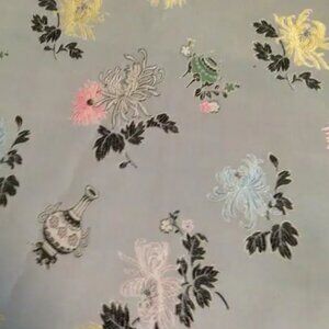 Rare NEW Vtg (Mid-Century Modern)100% Satin Pure Silk Embroidered Silk Fabric
